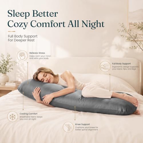 Oubonun Weighted Body Pillow for Side Sleepers, 48x14in 9.4lbs - Image 4