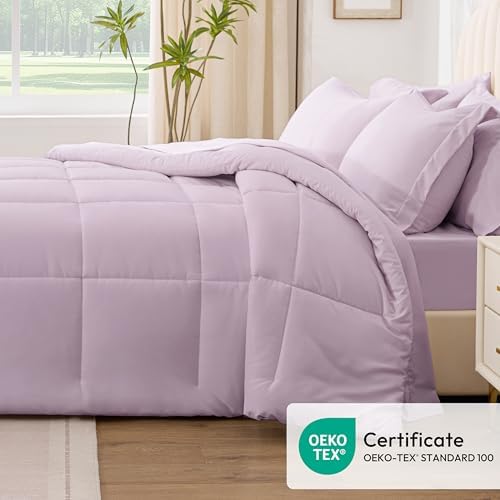 Love's cabin Full Comforter Set Light Purple, 7 Pieces Full Bed in a Bag - Image 5