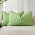 Foindtower Decorative Linen Lumbar Throw Pillow Covers 12x20 Lime Green by Foindtower