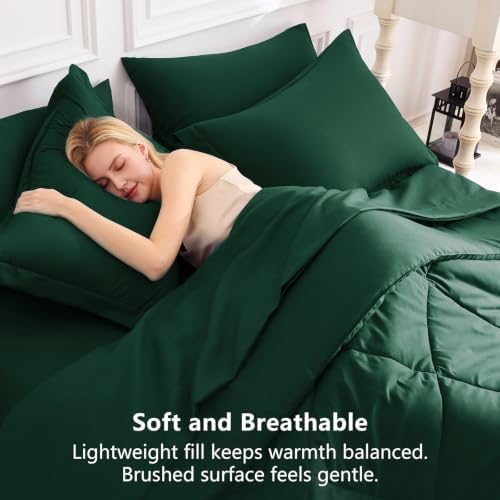 CozyLux California King Comforter Set 104"x96", 7 Piece, Emerald Green - Image 6