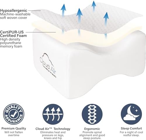 Vaunn Medical Cloud Air Side Sleeper Memory Foam Knee Pillow and Leg Positioner - Image 2
