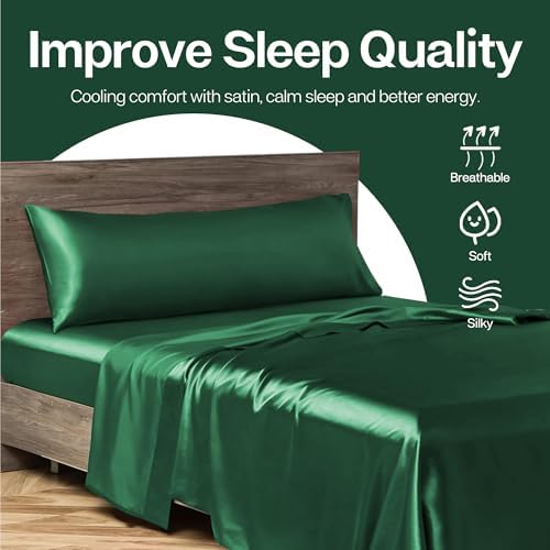 MR&HM Satin Body Pillow case, Dark Green - Image 6