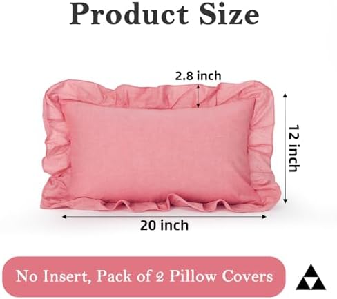 JoraLion Ruffled Throw Pillow Cover 12x20 Solid Pink - Image 4