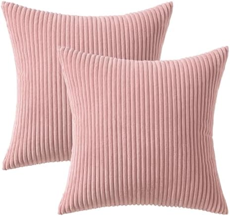 MIULEE Decorative Corduroy Throw Pillow Covers Set of 2 20x20 Blush Pink - Image 6