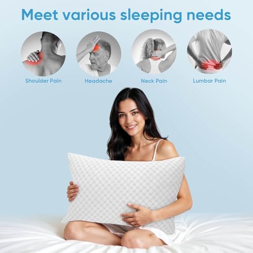 OAISZ Shredded Memory Foam Bed Pillows King Size Set of 2 - Image 3