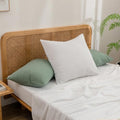 BESTOUCH Washed Cotton Pillowcases Linen Feel Bright White Euro by BESTOUCH