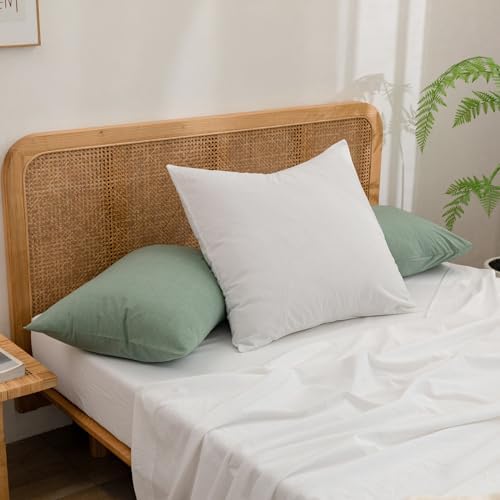 BESTOUCH Washed Cotton Pillowcases Linen Feel Green Standard - Image 4