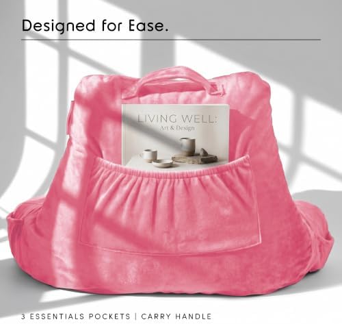 Nestl Reading Pillow for Bed, Back Pillow for Sitting Up in Bed, Light Pink - Image 4