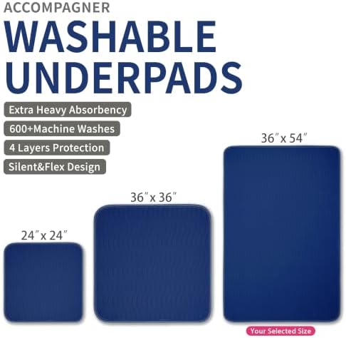 Accompagner Incontinence Bed Pads Washable Waterproof, Ultra-Absorbent Reusable - Image 4