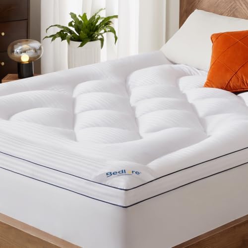 BEDLORE King Mattress Topper, Thick Pillow Top Bed Cover Soft Mattress Pad by Bedlore