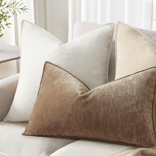 decorUhome Chenille Brown Velvet Throw Pillow Covers 12x20 Set of 2 - Image 3