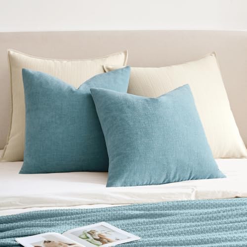 MIULEE Smoke Blue Chenille Couch Throw Pillow Covers - Image 4
