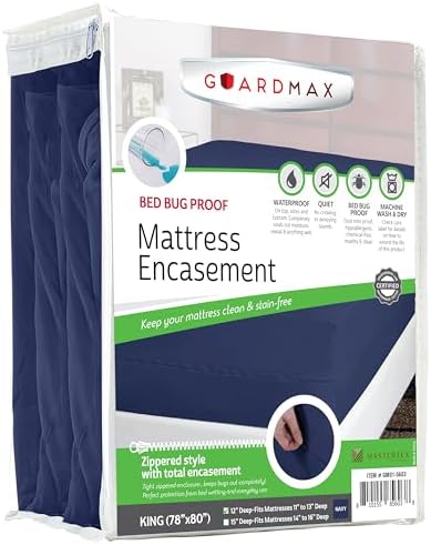 Guardmax King Mattress Protector Zippered, Bed Bug Mattress Cover by Guardmax