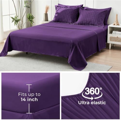 HYMOKEGE Dark Purple Twin Comforter Set Seersucker 5 Pieces, All Season Luxury - Image 6