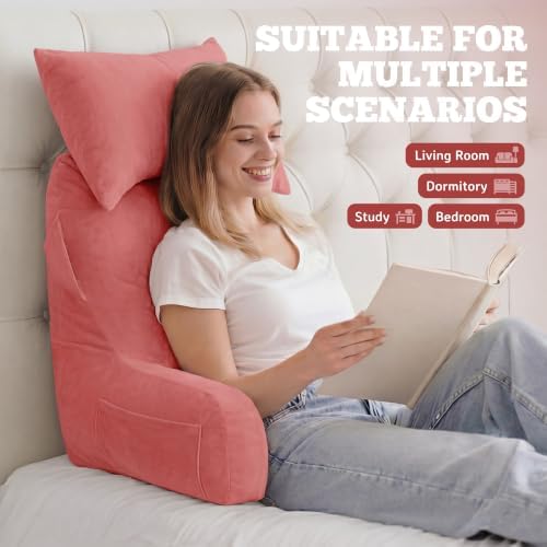 Reading Pillow for Bed, Back Pillow for Bed Sitting Up, Lumbar Support Pillow - Image 3