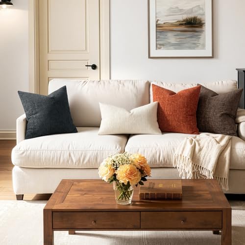MIULEE Couch Pillow Covers Textured Chenille Home Decor 18x18 Dark Grey - Image 6