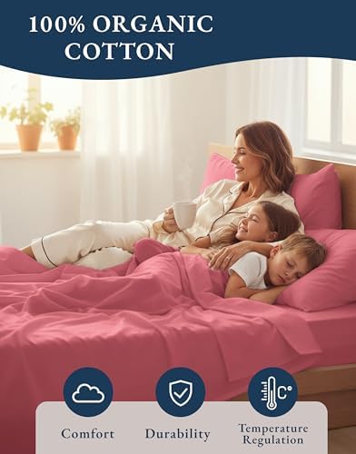 LANE LINEN King Sheets 100% Organic Cotton Soft 4pc Percale - Image 6