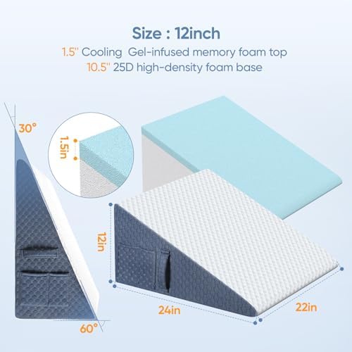 Welzona Wedge Pillow for Sleep Apnea, 12inch Bed Wedge - Image 2