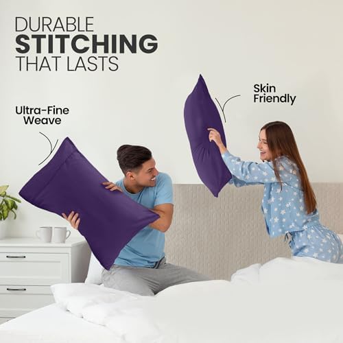 Pillow Cases Queen Set of 2, Ultra Soft Comfy Pillow Covers, Egg Plant - Image 4