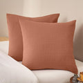 PHF Ultra Soft Waffle Weave Euro Shams 26" x 26", Terracotta, No Insert by PHF