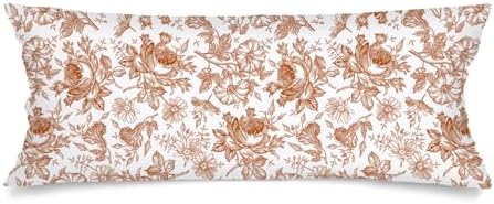 Orange and White Porcelain Floral Lumbar Pillow Cover 14x36 Long Body Pillow by Unknown