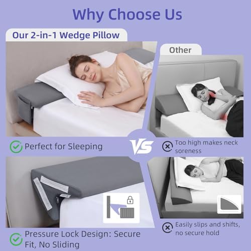 Vekkia King Bed Wedge Pillow for Headboard, Bed Gap Fille, Cover 0-6" Gap - Image 4