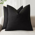 Foindtower Linen Solid Decorative Throw Pillow Covers 16x16 Inch Black by Foindtower