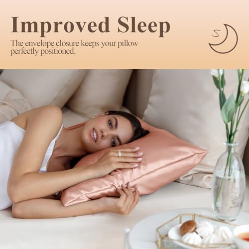Silk Like Satin Pillowcase Queen Size, Champagne Gold, 2 Pack, 20x30 Inches - Image 5