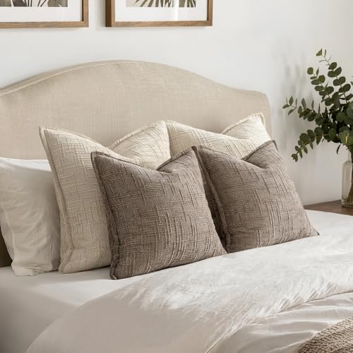 MIULEE Slubby Textured Decorative Euro Pillow Covers Taupe Grey 24x24 - Image 5