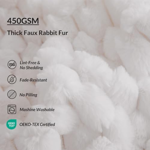 XeGe Bubble Fluffy Faux Rabbit Fur Decorative Body Pillow Cover 20x54 White - Image 6