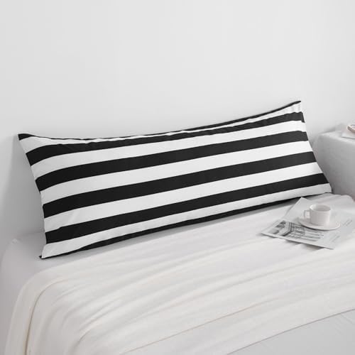 NTBAY Body Striped Pillowcase, 1800 Thread Brushed Microfiber Black and White - Image 4