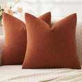 MIULEE Fall Rust Terracotta Chenille Couch Throw Pillow Covers by MIULEE