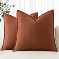 MIULEE Decorative Linen Pillow Covers 18x18 Inch Rust by MIULEE
