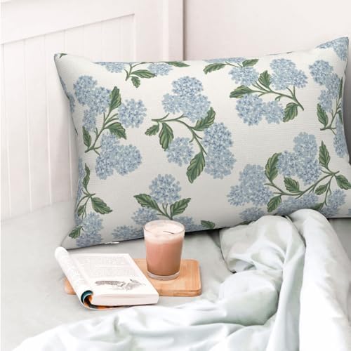 AEIOAE Spring Green Blue Hydrangea Flower Pillow Covers 12x20 Set of 2 - Image 2