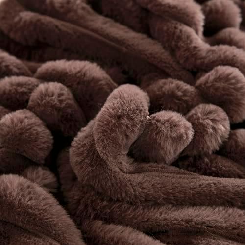 JAUXIO Faux Fur Fluffy Body Pillow Cover Luxury Textured Vertical Stripe Plush - Image 5