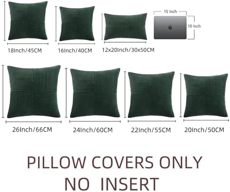 Fancy Homi Set of 2 Dark Green Lumbar Decorative Throw Pillow Covers 12x20 Inch - Image 7
