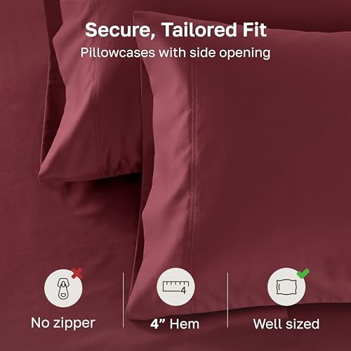 California Design Den 600 TC Set of 2 King Size Pillow Case, Brick Red - Image 4