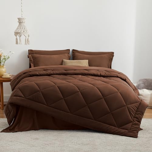 Love's cabin Queen Comforter Set Brown, 7 Pieces Queen Bed in a Bag, All Season - Image 2