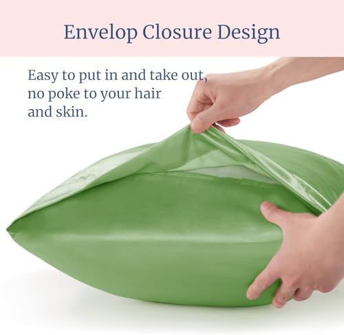 BEDELITE Satin Pillowcases, Queen Size 20x30 Inch, Sage Green - Image 6