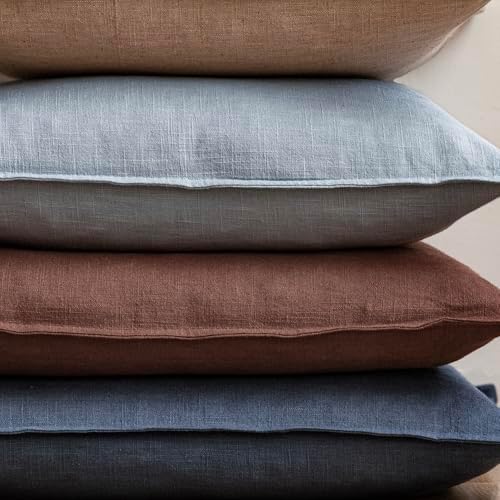 Foindtower Linen Solid Decorative Throw Pillow Covers 20x20 Inch Rust Red - Image 4