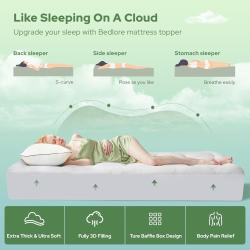BEDLORE Twin XL Mattress Topper, Pillow Top Mattress Pad - Image 4