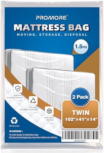 2PK Plastic Mattress Bag for Disposal Moving or Storage by PROMORE