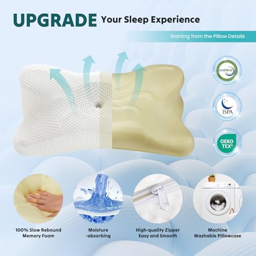 Sweetcrispy Cervical Pillow for Neck Pain Relief, Cooling Memory Foam - Image 5