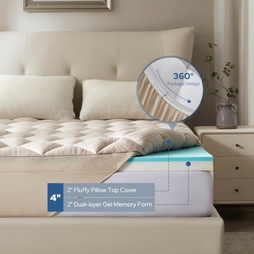 Bedlore Twin Mattress Topper 4-Inch Dual Layer Memory Foam Mattress Topper - Image 5