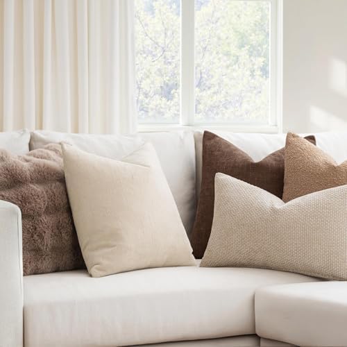 MIULEE 26x26 Inch Euro Textured Chenille Pillow Covers Chocolate Brown - Image 2