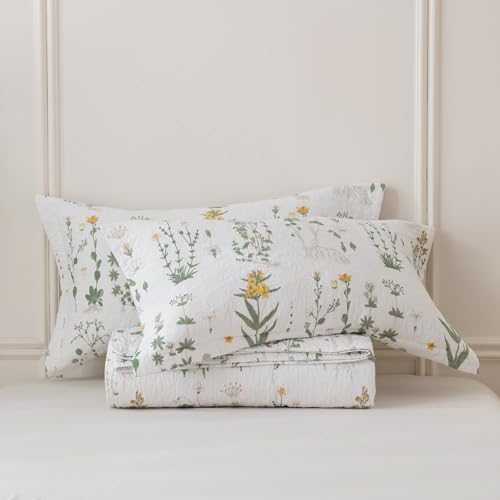 Lady Ann Quilted Pillow Shams Standard Size 20x26, 2-Piece Yellow Floral & - Image 3