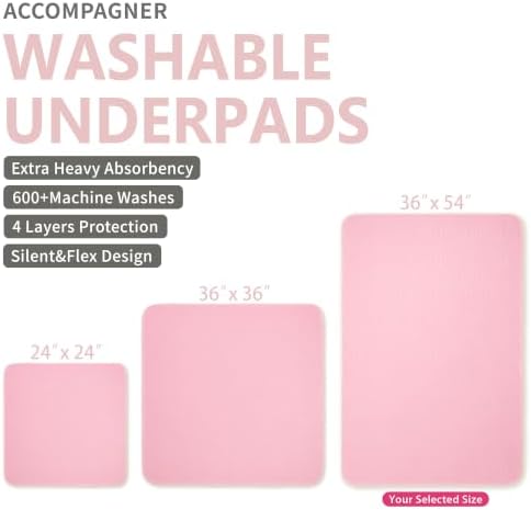 Accompagner Incontinence Bed Pads Washable Waterproof Underpads 36"x54" 4pc - Image 4