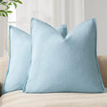 Foindtower Linen Solid Decorative Throw Pillow Covers 20x20 Inch Light Blue by Foindtower