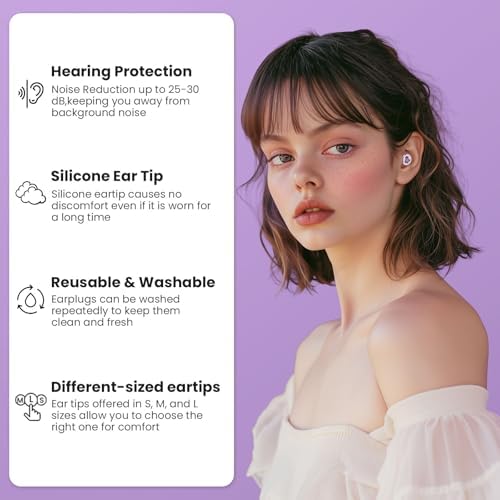 JUSTRVN Ear Plugs for Sleeping, 2 Pairs of Stylish Reusable Noise Reduction - Image 3