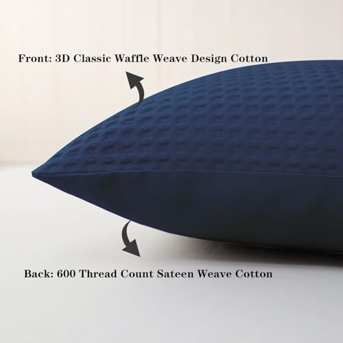 100% Cotton Waffle Pillow Shams Standard Size Set of 2 - Image 4